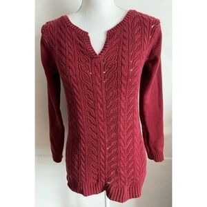 Route 66 • Burgundy Cable Knit Sweater